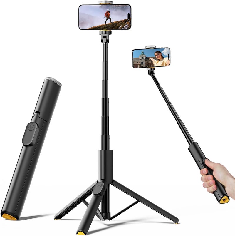 TODI Selfie Stick Tripod for iPhone, 60" Lightweight Phone Tripod Stand with Wireless Remote, Extendable Selfie Stick for iPhone, All-in-1, Compatible with iPhone/Android - Image 1